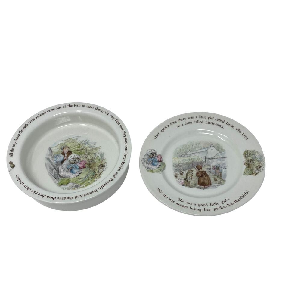 Peter Rabbit Wedgwood Mrs Tiggy-Winkle Kids Easter‎ Plate Bowl Set 6.5in Spring